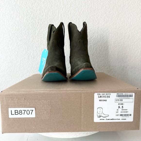 Lane EMMA JANE Womens Cowboy Bootie 9.5 Green Suede Western Cowgirl Ankle Boots - Picture 13 of 14